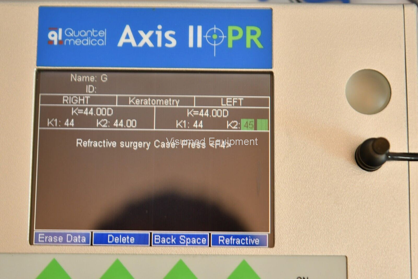 Refurbished Quantel Medical Axis PR II Ultrasonic A-scan pachymeter offered by Visumed Equipment