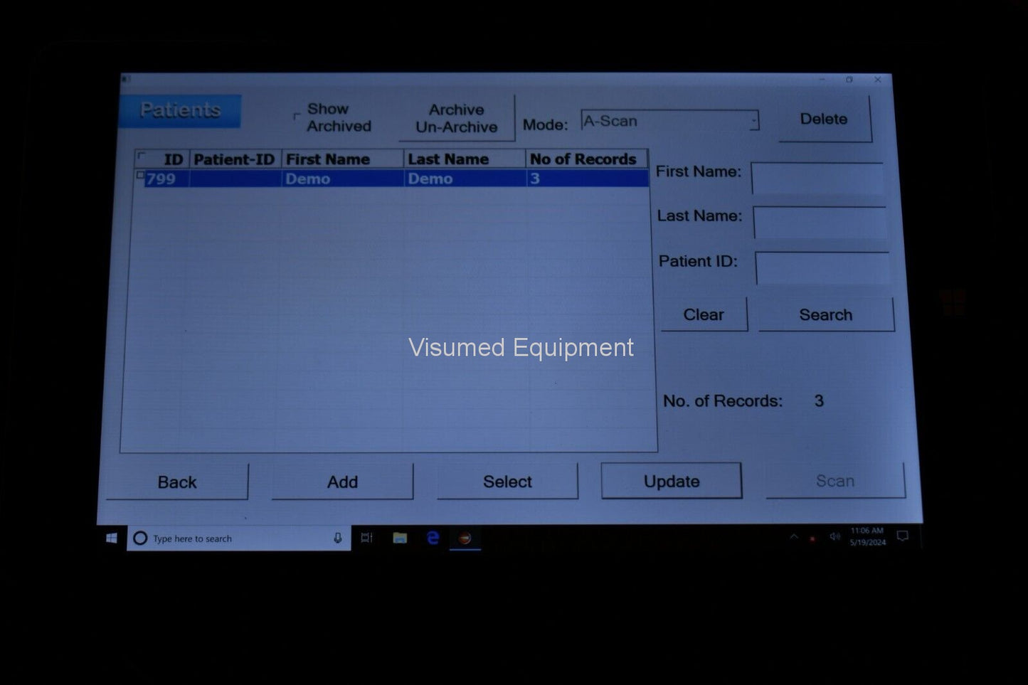 Refurbished MicroMedical Device MMD portable Ascan utrasonic biometer offered by Visumed Equipment