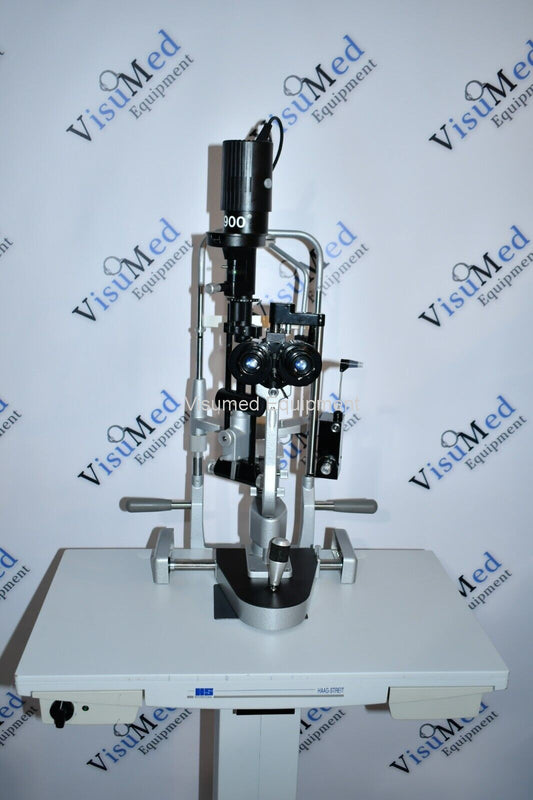 Refurbished Haag Streit BM 900 Slit Lamp with Haag Streit Tonometer and table offered by Visumed Equipment