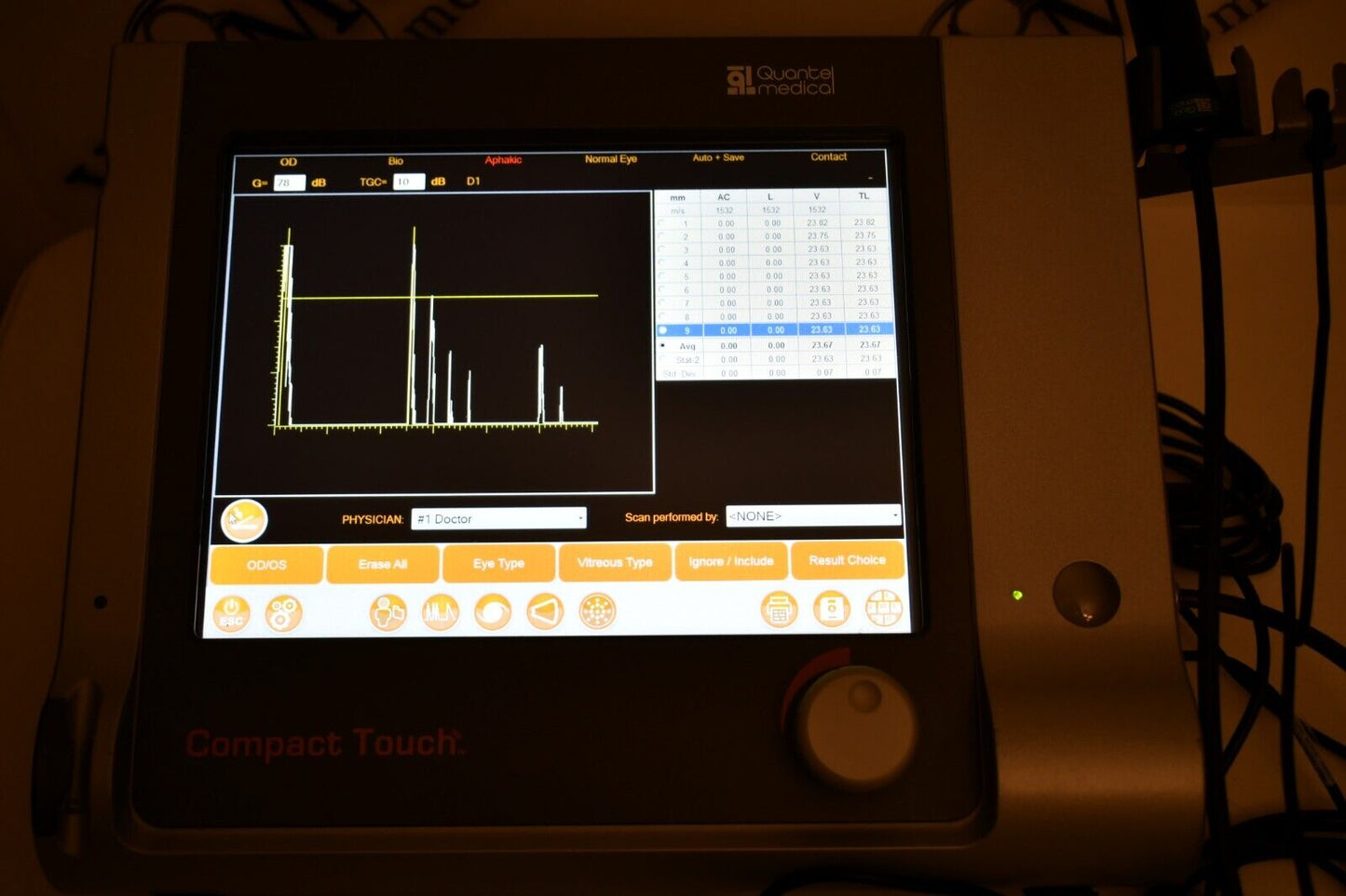 Refurbished Quantel compact touch ophthalmic A-scan B-scan ultrasound offered by Visumed Equipment