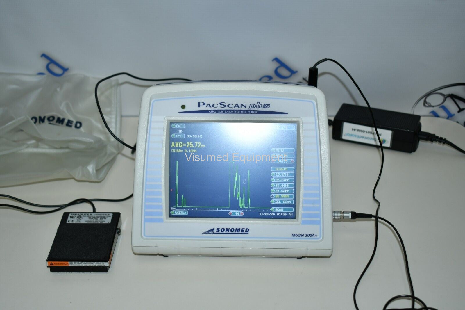 Refurbished SonoMed PacScan plus 300A+ Digital Biometric Ruler A-scan offered by Visumed Equipment