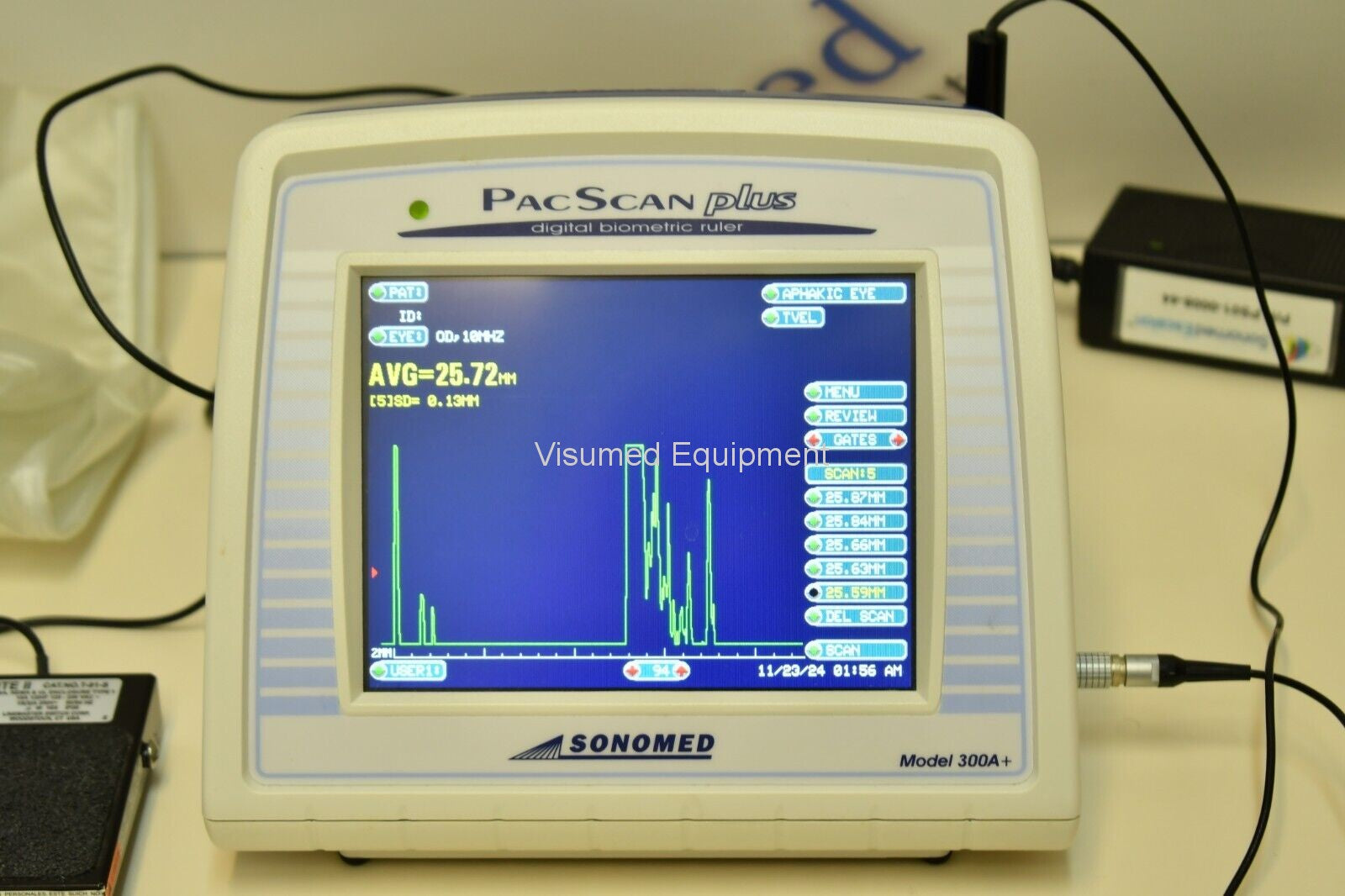 Refurbished SonoMed PacScan plus 300A+ Digital Biometric Ruler A-scan offered by Visumed Equipment