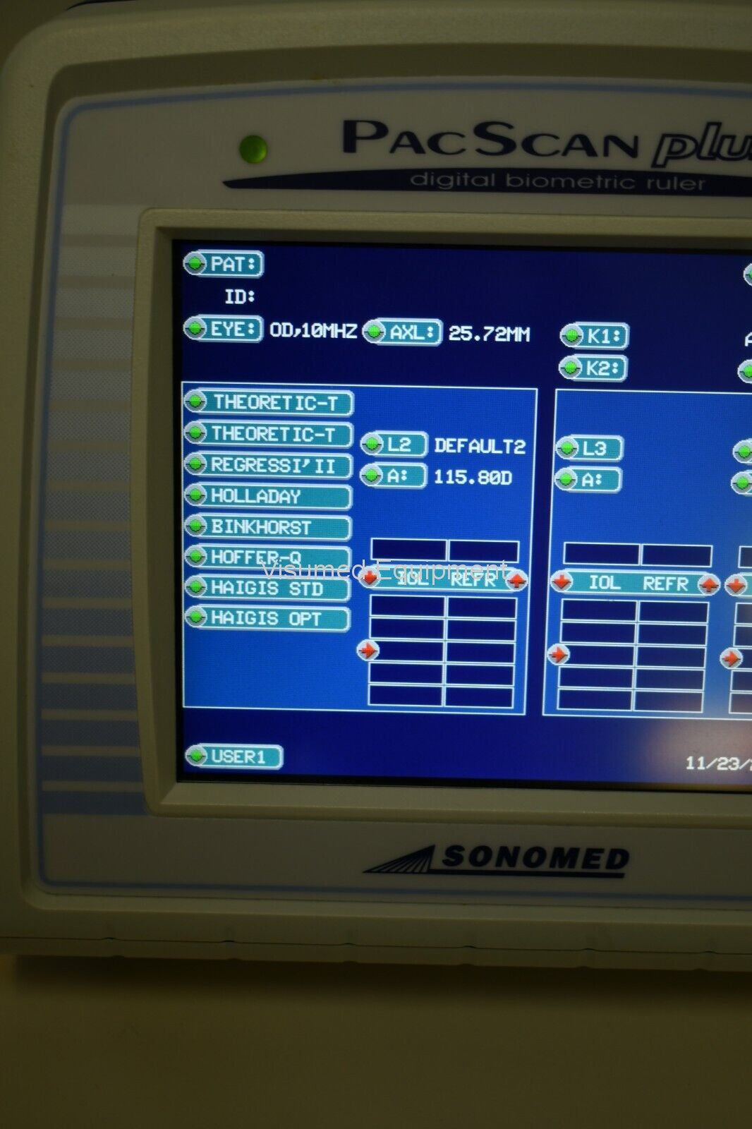 Refurbished SonoMed PacScan plus 300A+ Digital Biometric Ruler A-scan offered by Visumed Equipment