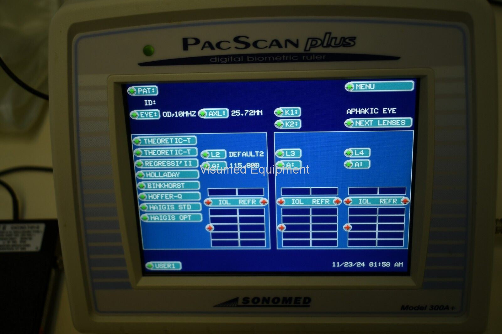 Refurbished SonoMed PacScan plus 300A+ Digital Biometric Ruler A-scan offered by Visumed Equipment