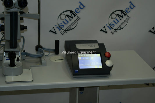 Refurbished ZEISS VISULAS Yag III Laser System with Factory Table, full energy offered by Visumed Equipment