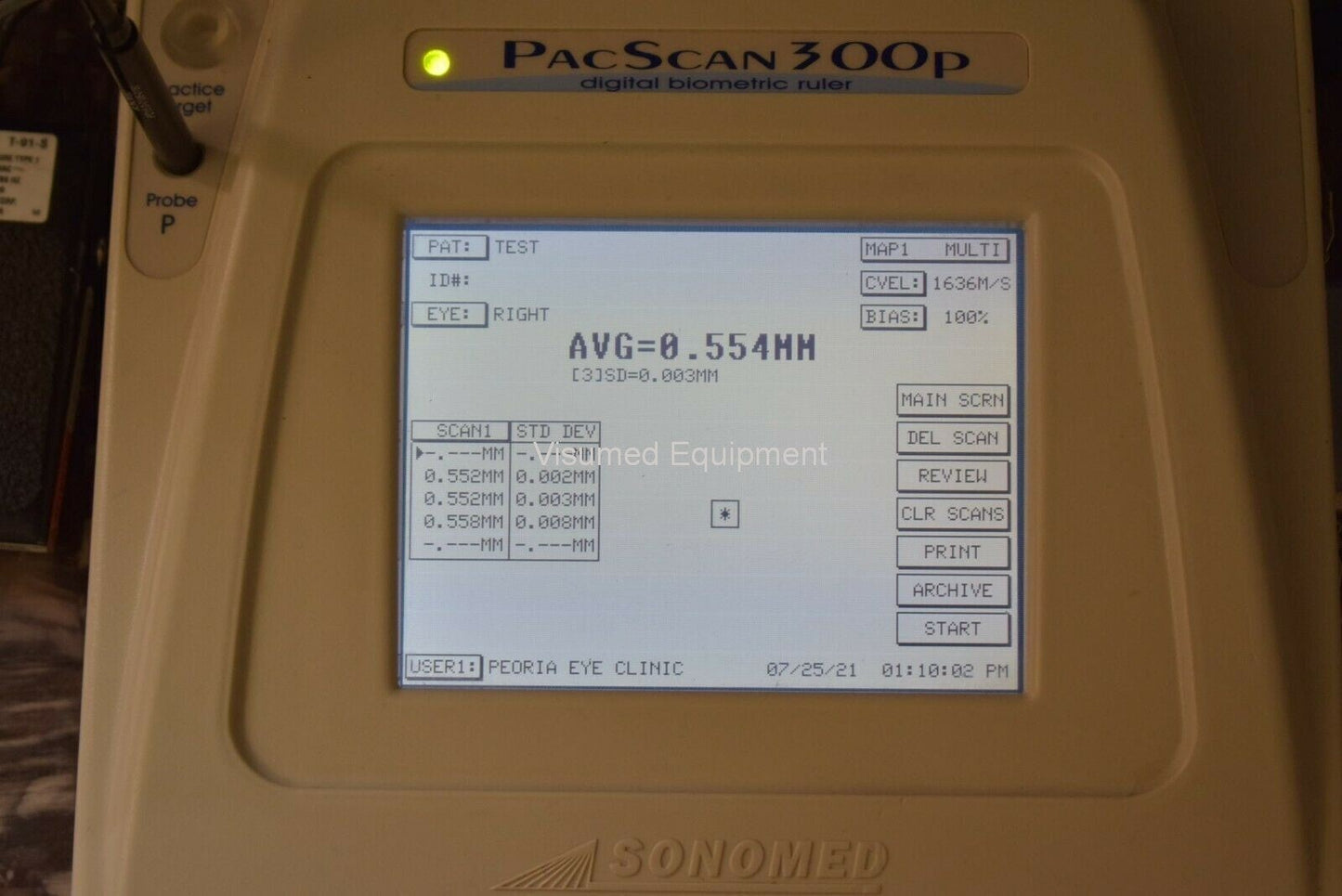 Refurbished Sonomed PacScan 300P Pachymeter Digital Biometric Ruler offered by Visumed Equipment