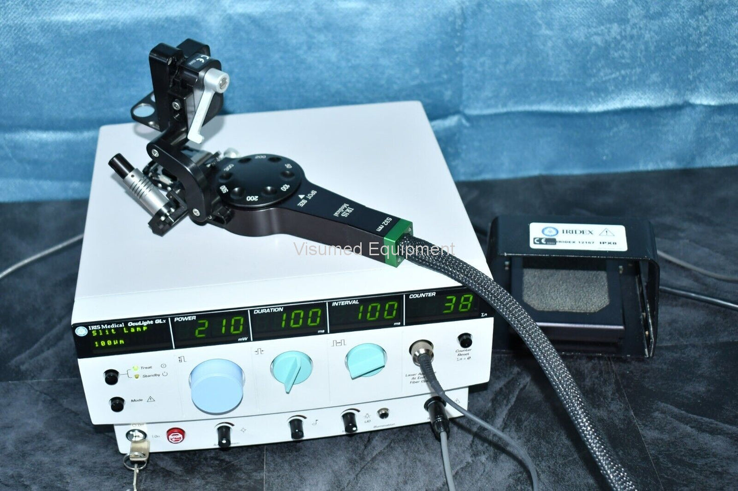 Refurbished Iridex GLx green Laser with Zeiss slitlamp adapter offered by Visumed Equipment
