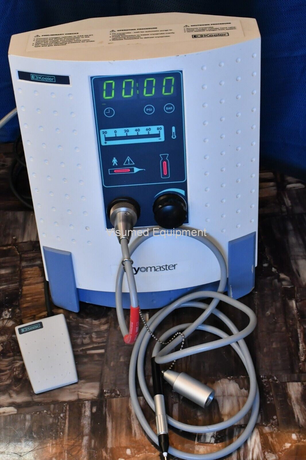Refurbished Keeler Cryomaster with one curved retinal probe offered by Visumed Equipment