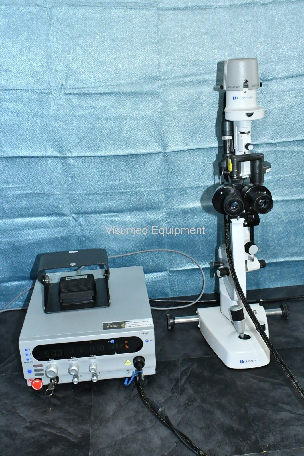 Refurbished Ellex Solitaire Green laser with Haag Streit Adapter and storage case offered by Visumed Equipment