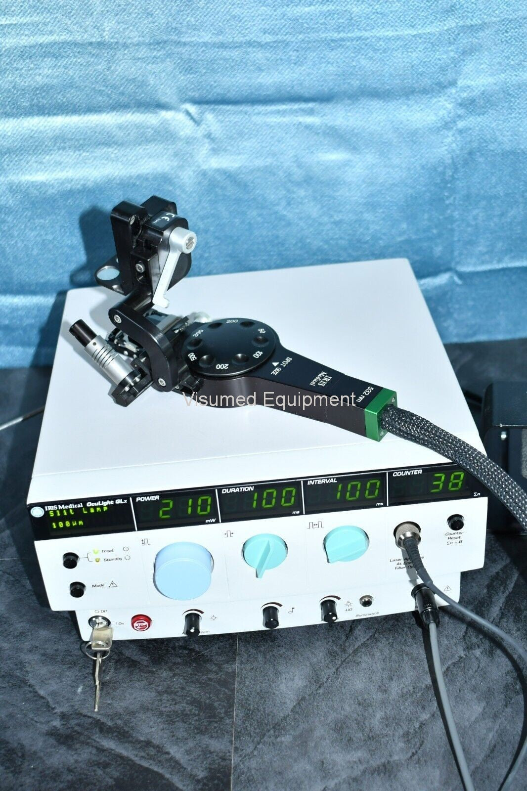 Refurbished Iridex GLx green Laser with Zeiss slitlamp adapter offered by Visumed Equipment