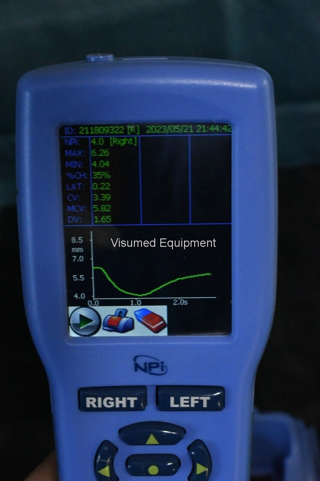 Refurbished Neuroptics pupillometer NPI-100 with new battery offered by Visumed Equipment