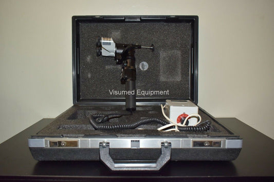 Refurbished Zeiss HSO-10 portable slit-lamp with carrying case offered by Visumed Equipment