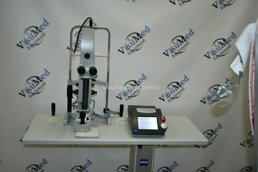 Refurbished ZEISS VISULAS Yag III Laser System with Factory Table, full energy offered by Visumed Equipment