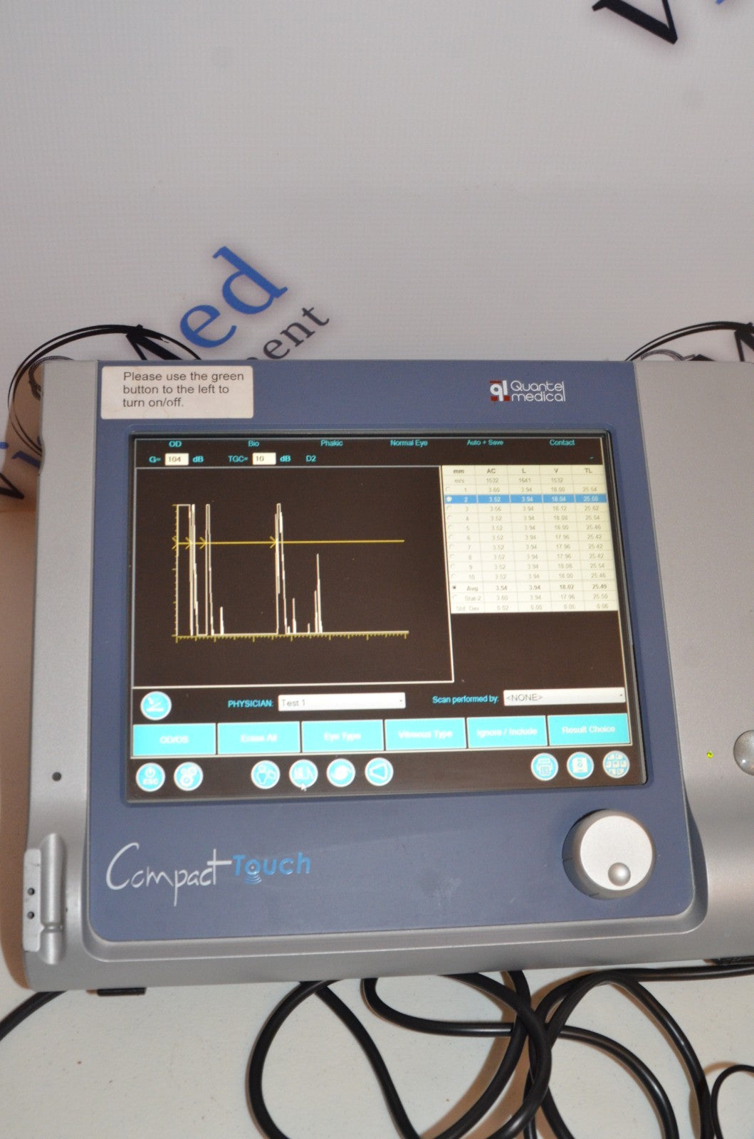 Refurbished Quantel compact touch ophthalmic A-scan B-scan ultrasound offered by Visumed Equipment