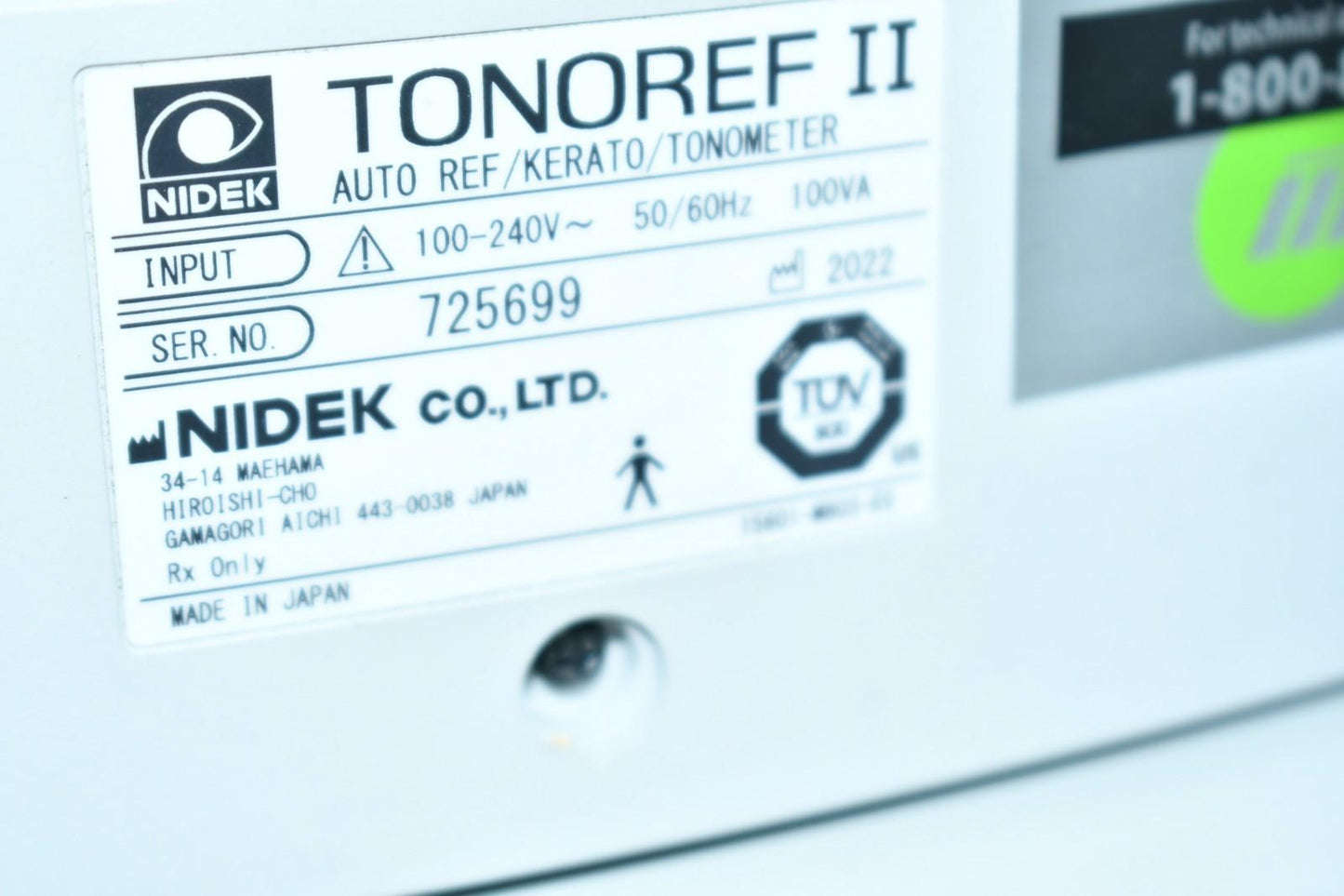 2022 Nidek Tonoref II autorefractor autokeratometer NCT tonometer