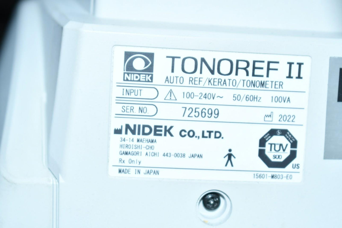 2022 Nidek Tonoref II autorefractor autokeratometer NCT tonometer