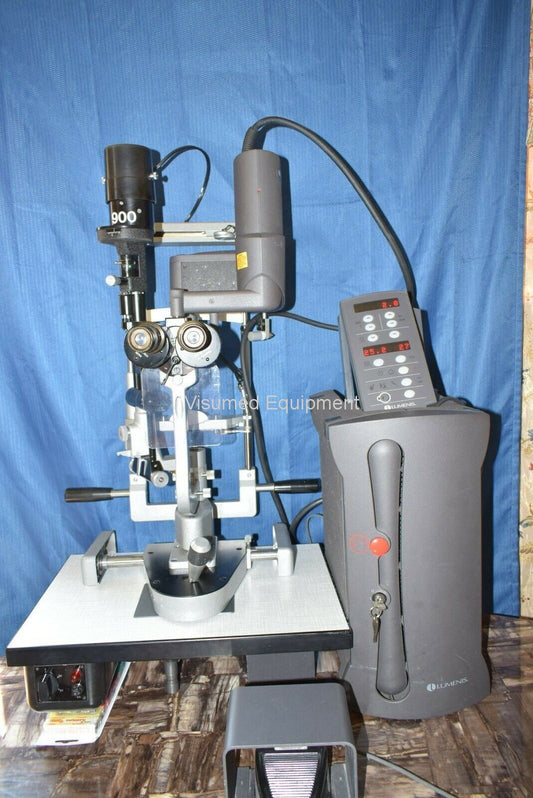 Refurbished Lumenis Selecta II SLT laser with Haag Streit Slit Lamp Attachment offered by Visumed Equipment