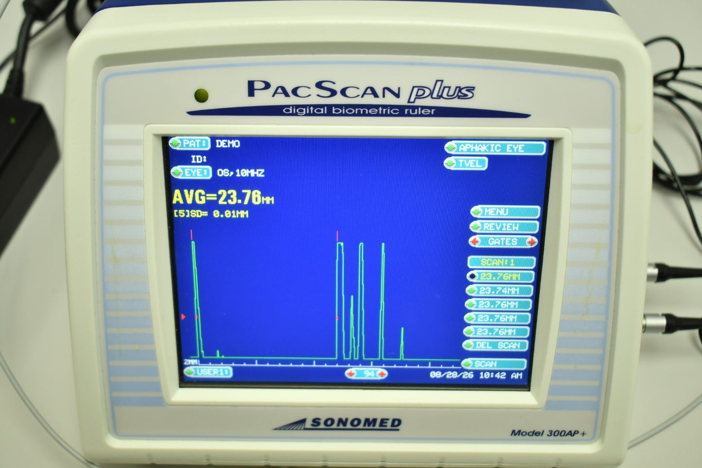 Sonomed PacScan Plus 300AP+ display