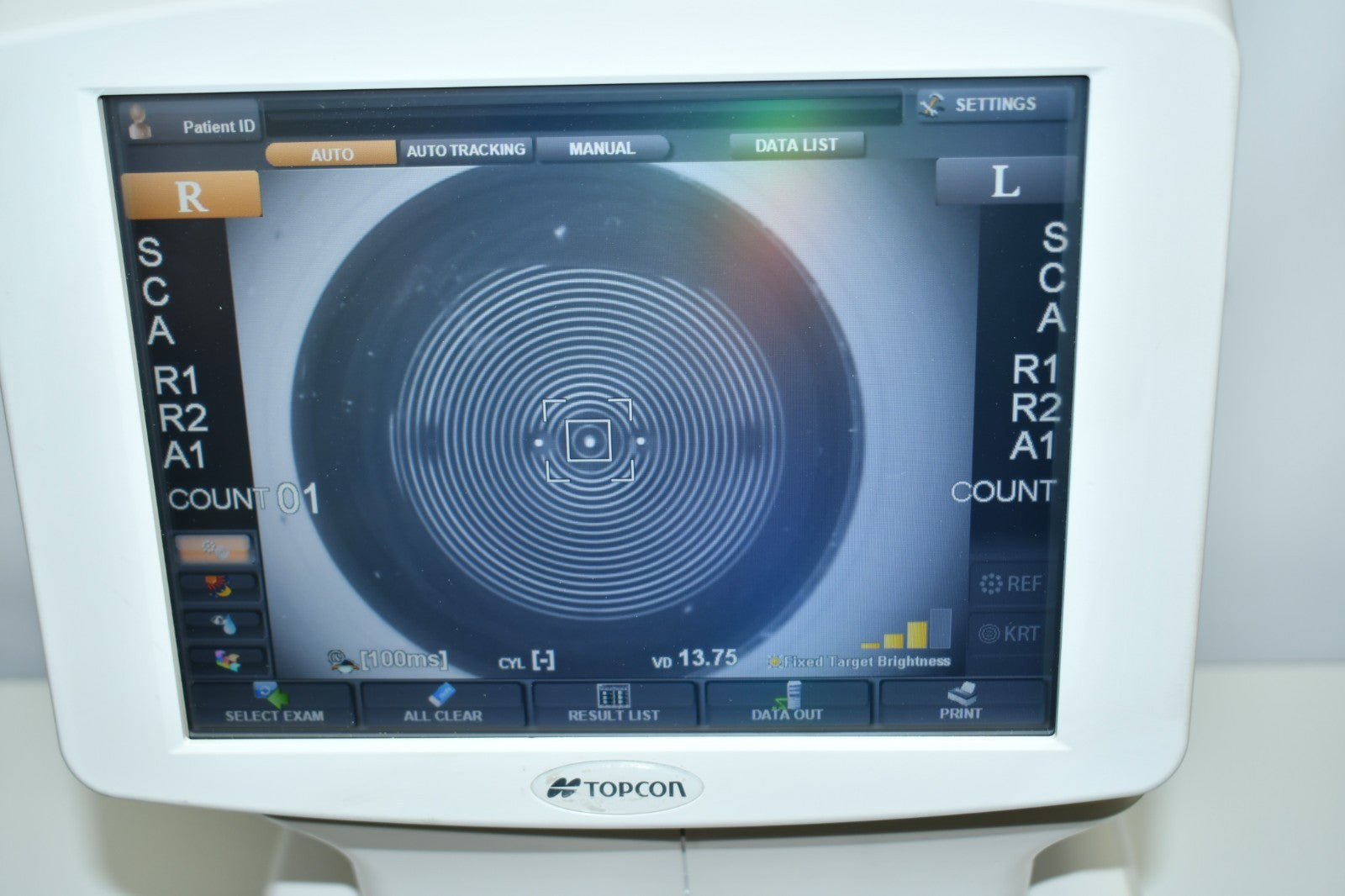 Topcon KR-1W display screen