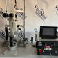 VISULAS 532s console showing Zeiss touchscreen, key switch and laser warning label