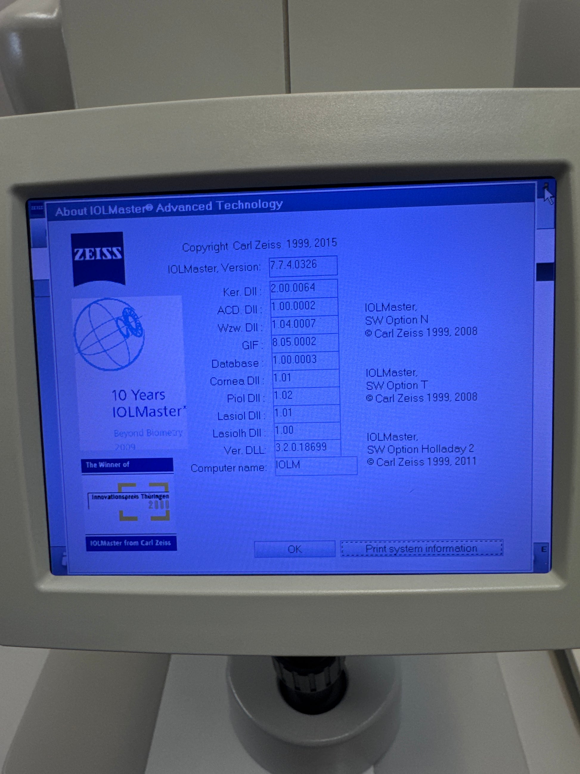 Carl Zeiss IOLMaster 500 Optical Biometer photo 4