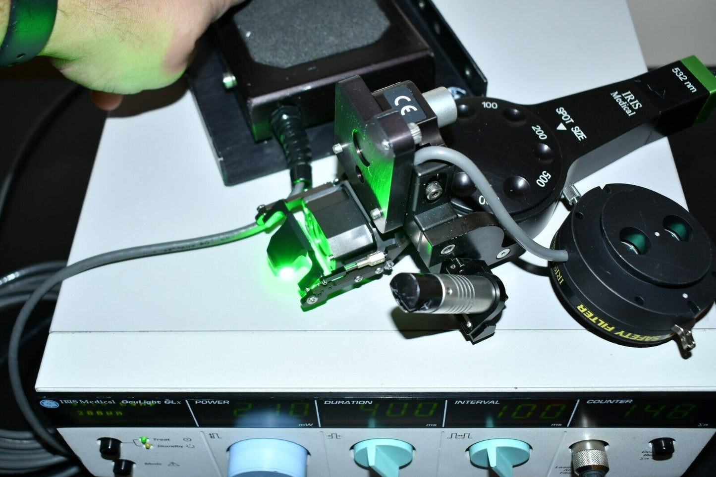 Iridex GL green laser with Zeiss slitlamp adapter