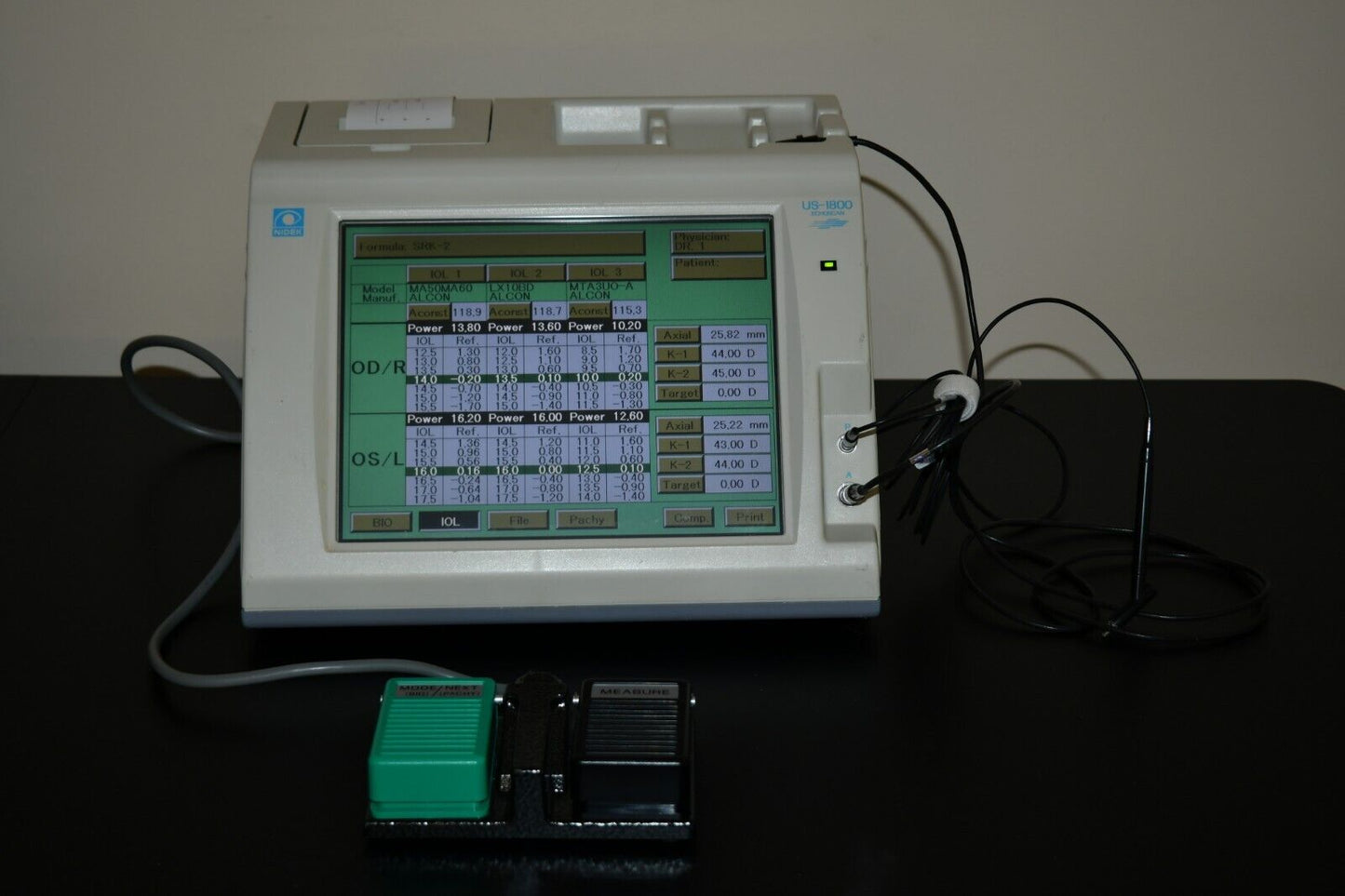 Nidek US-1800 Ultrasound A-scan and Pachymeter Biometer