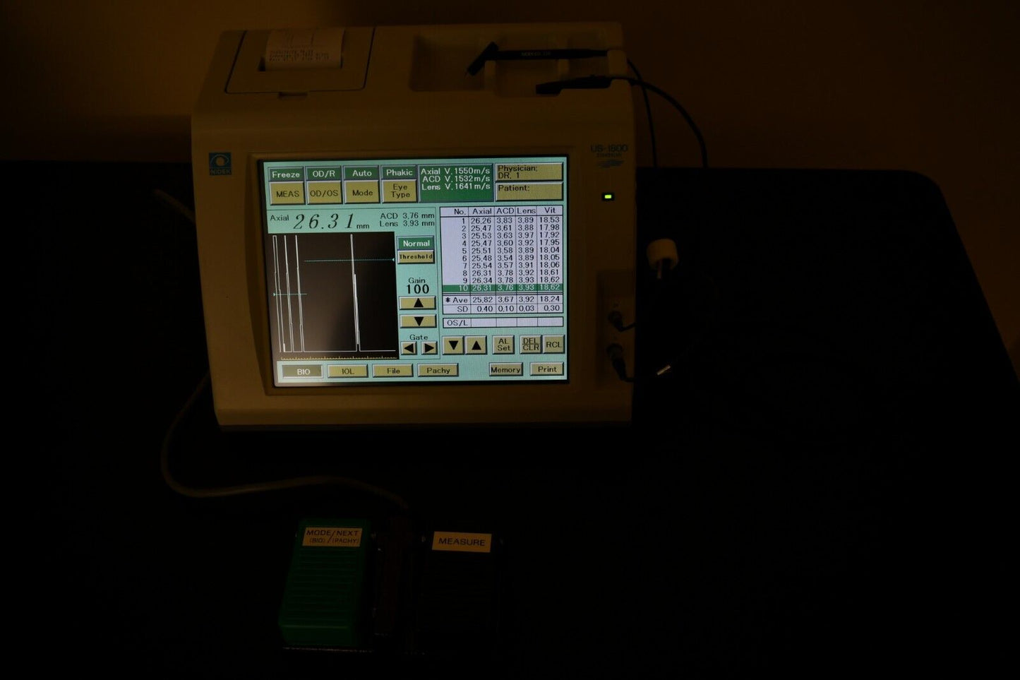 Nidek US-1800 Ultrasound A-scan and Pachymeter Biometer