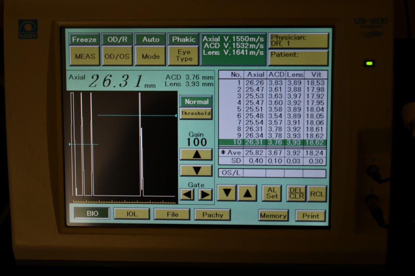 Nidek US-1800 Ultrasound A-scan and Pachymeter Biometer