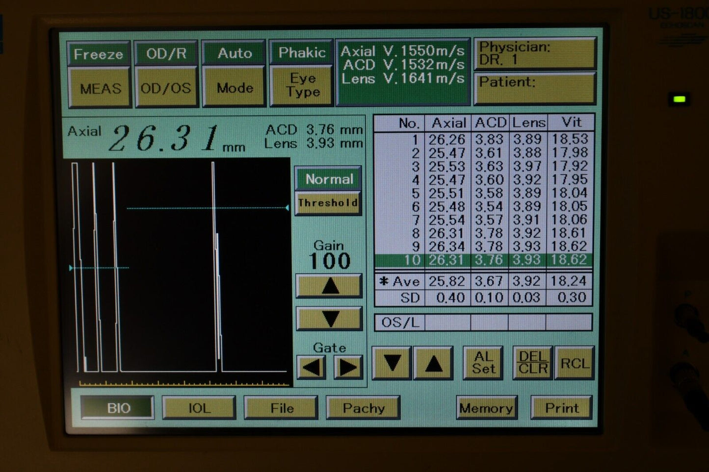 Nidek US-1800 Ultrasound A-scan and Pachymeter Biometer