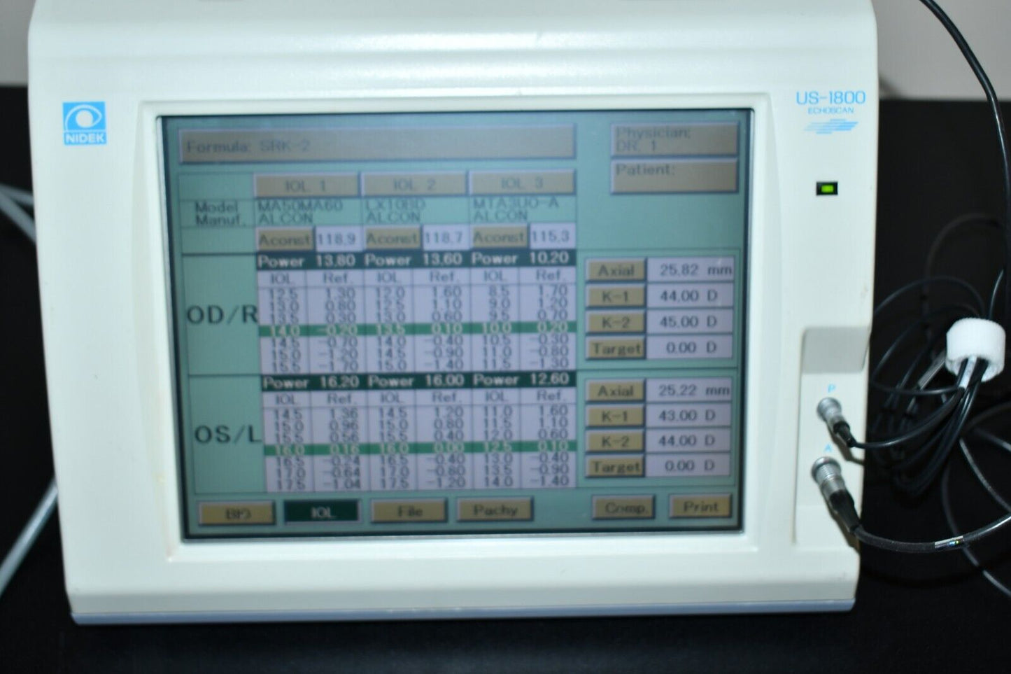 Nidek US-1800 Ultrasound A-scan and Pachymeter Biometer